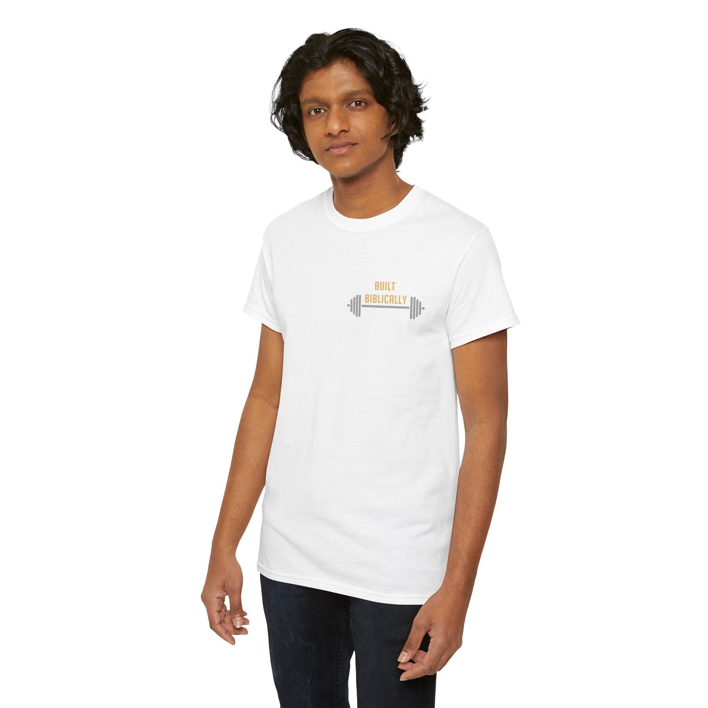 Unisex Heavy Cotton Tee - Built Biblically & RUN Design - Perfect for Faith-Based Fitness Enthusiasts