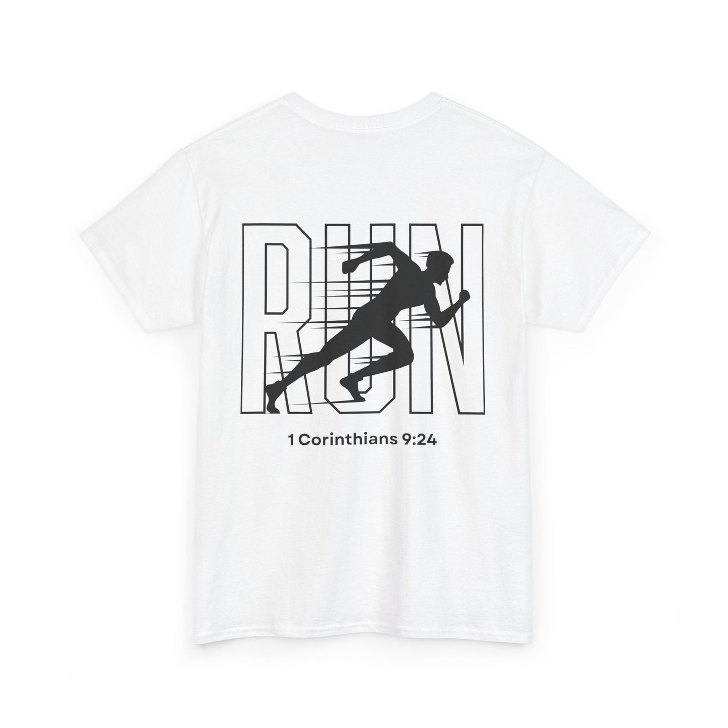 Unisex Heavy Cotton Tee - Built Biblically & RUN Design - Perfect for Faith-Based Fitness Enthusiasts