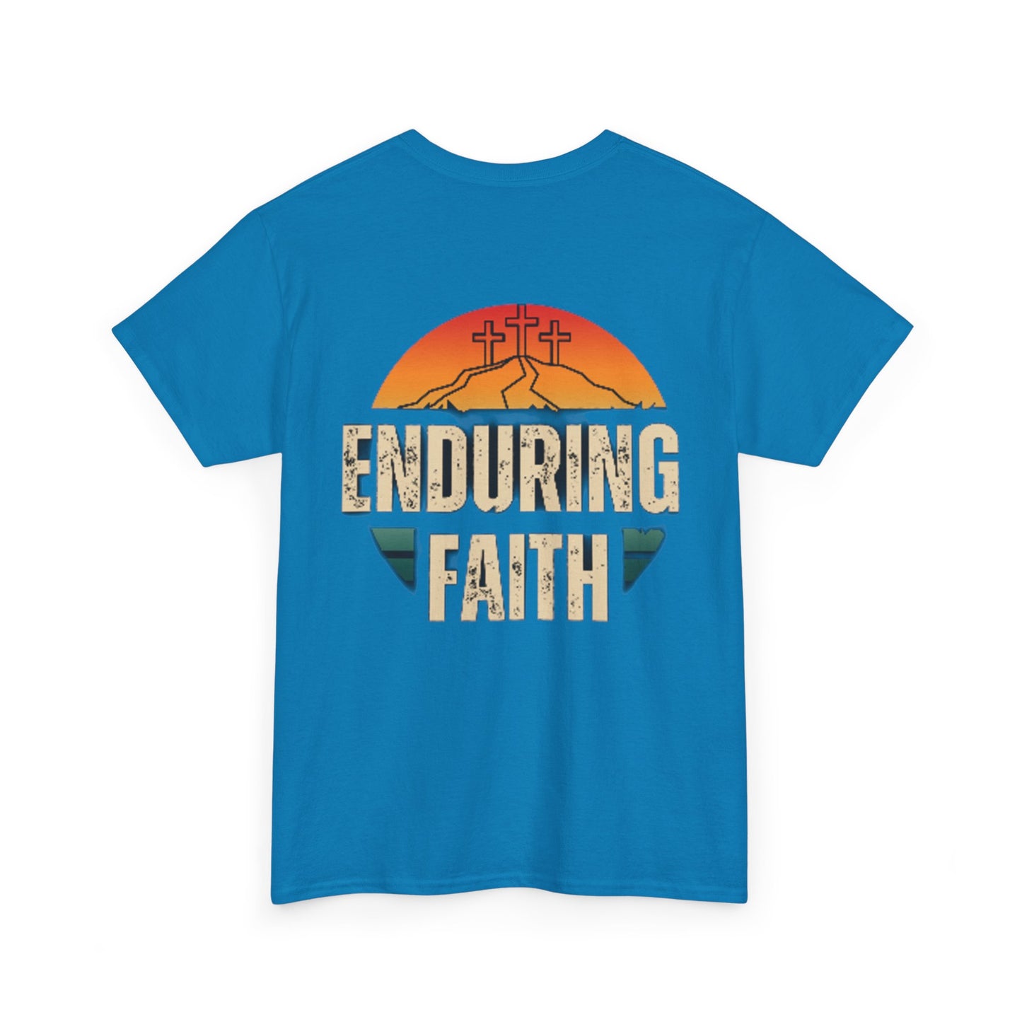 Unisex Heavy Cotton Tee - Built Biblically & Enduring Faith Design - Perfect for Faith-Based Fitness Enthusiasts