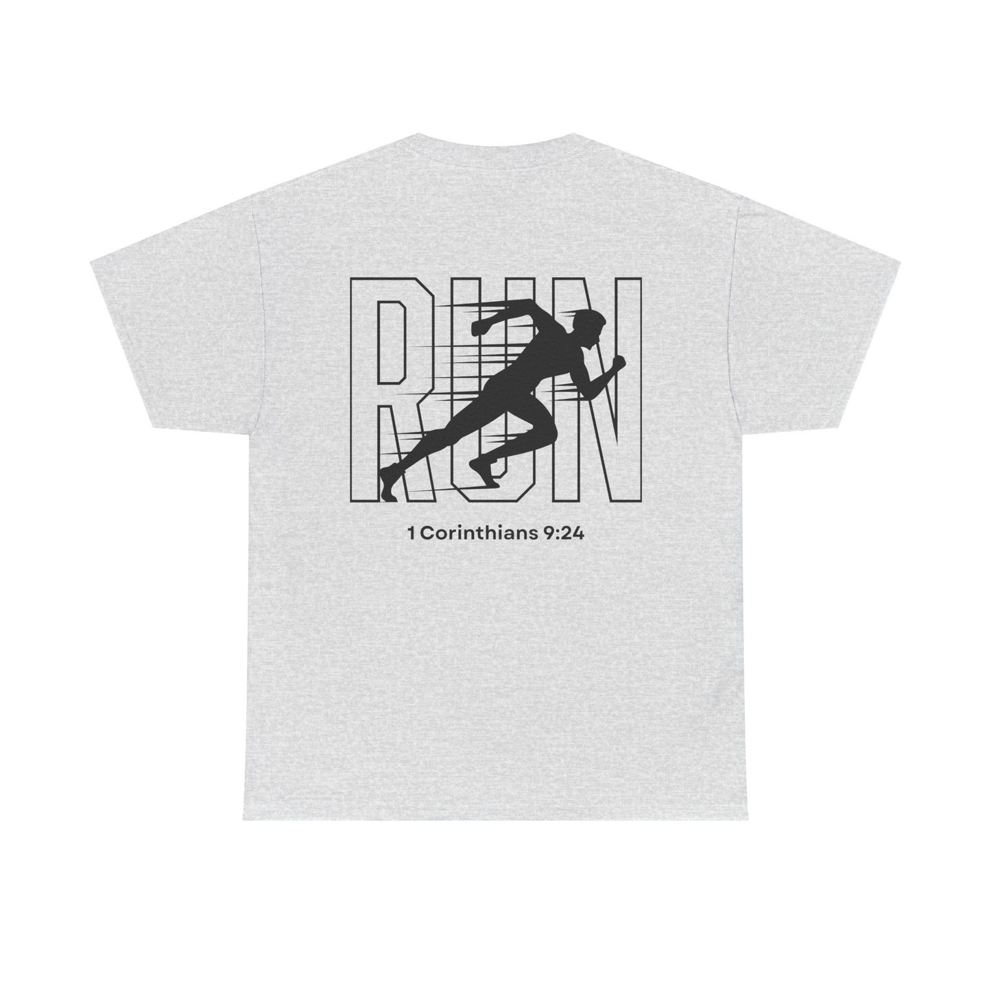 Unisex Heavy Cotton Tee - Built Biblically & RUN Design - Perfect for Faith-Based Fitness Enthusiasts