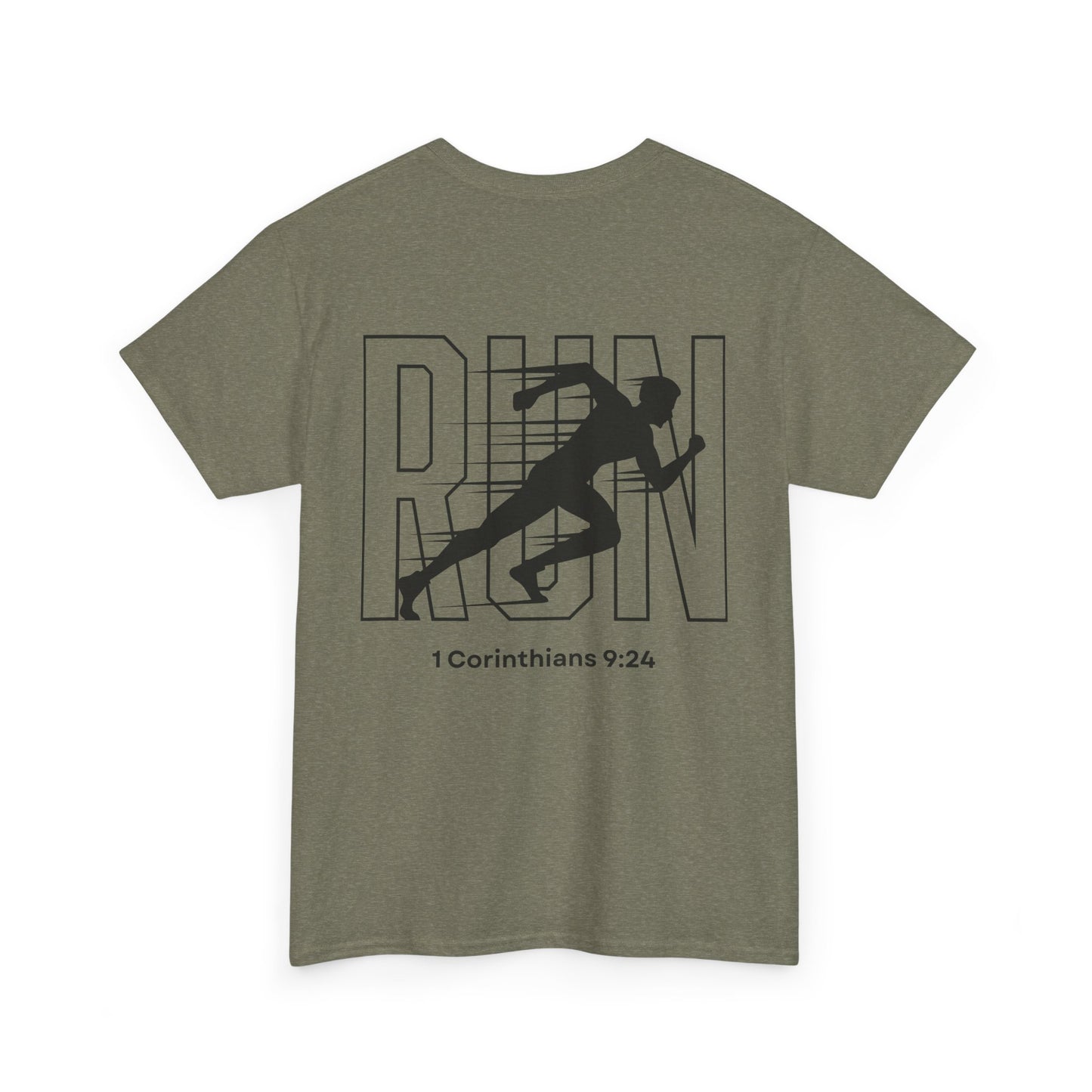 Unisex Heavy Cotton Tee - Built Biblically & RUN Design - Perfect for Faith-Based Fitness Enthusiasts