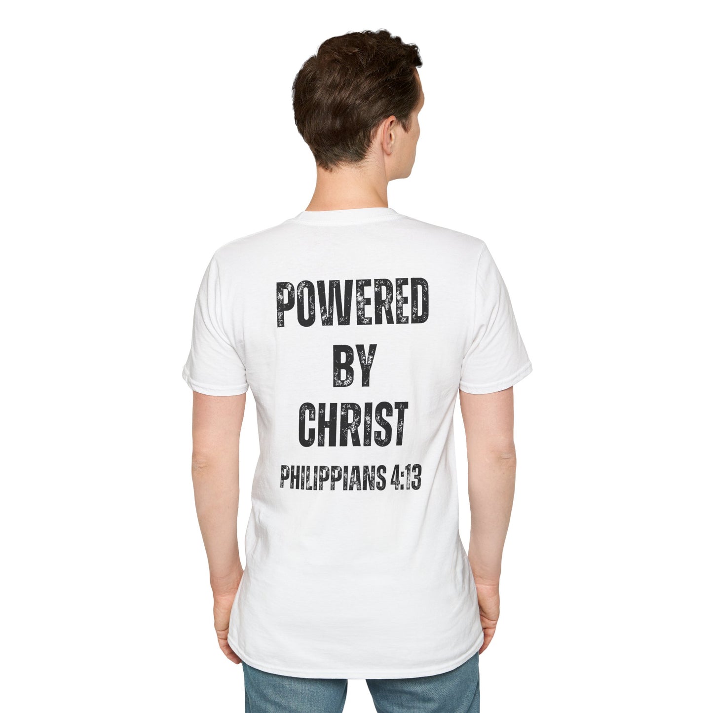 Unisex Softstyle T-Shirt - Powered by Christ, Philippians 4:13