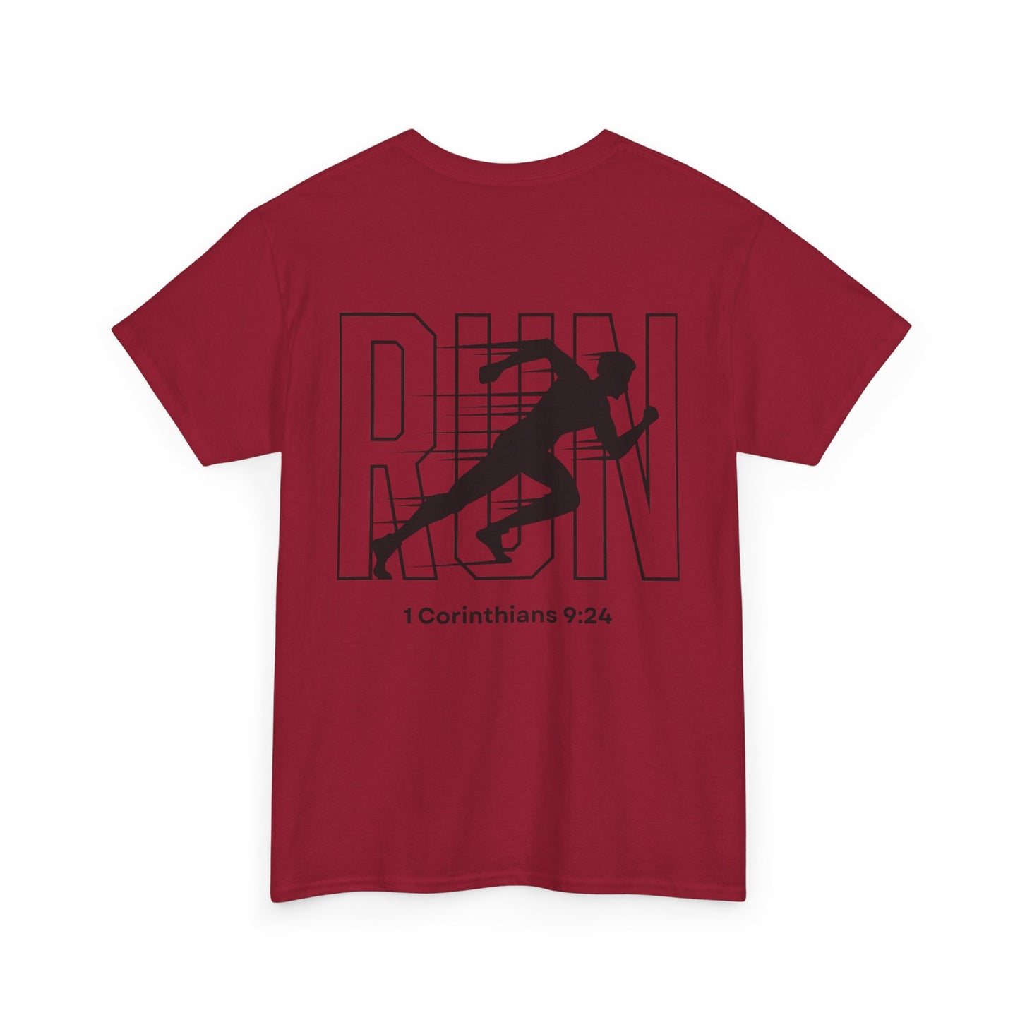 Unisex Heavy Cotton Tee - Built Biblically & RUN Design - Perfect for Faith-Based Fitness Enthusiasts
