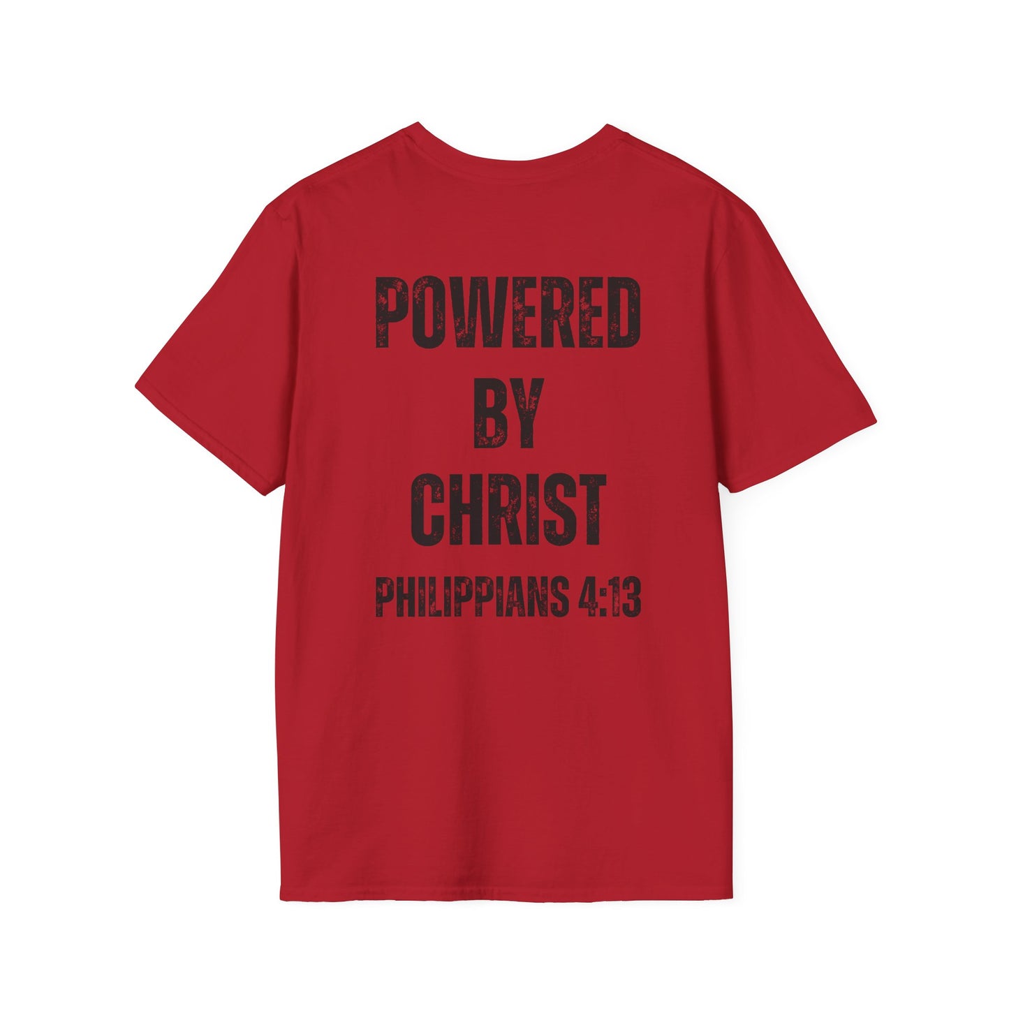 Unisex Softstyle T-Shirt - Powered by Christ, Philippians 4:13