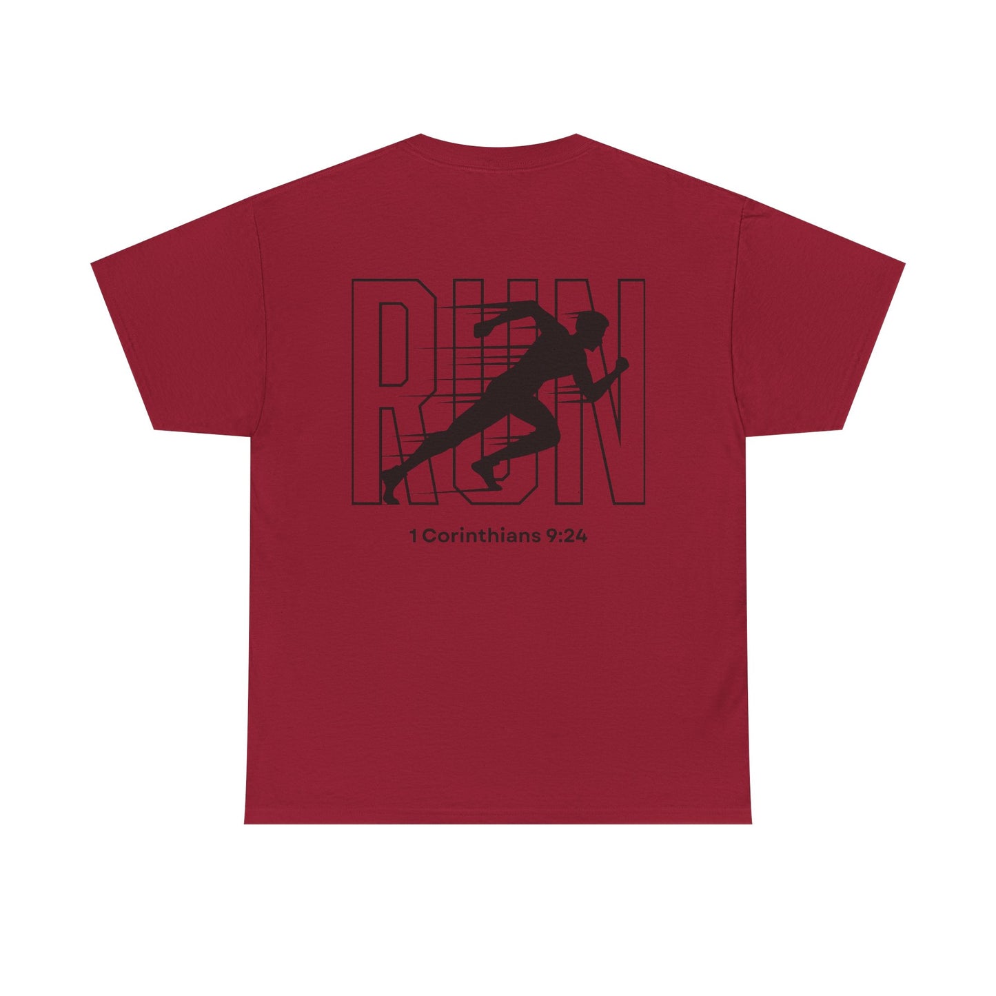 Unisex Heavy Cotton Tee - Built Biblically & RUN Design - Perfect for Faith-Based Fitness Enthusiasts