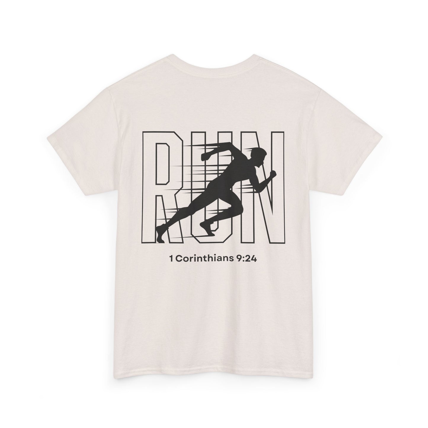 Unisex Heavy Cotton Tee - Built Biblically & RUN Design - Perfect for Faith-Based Fitness Enthusiasts