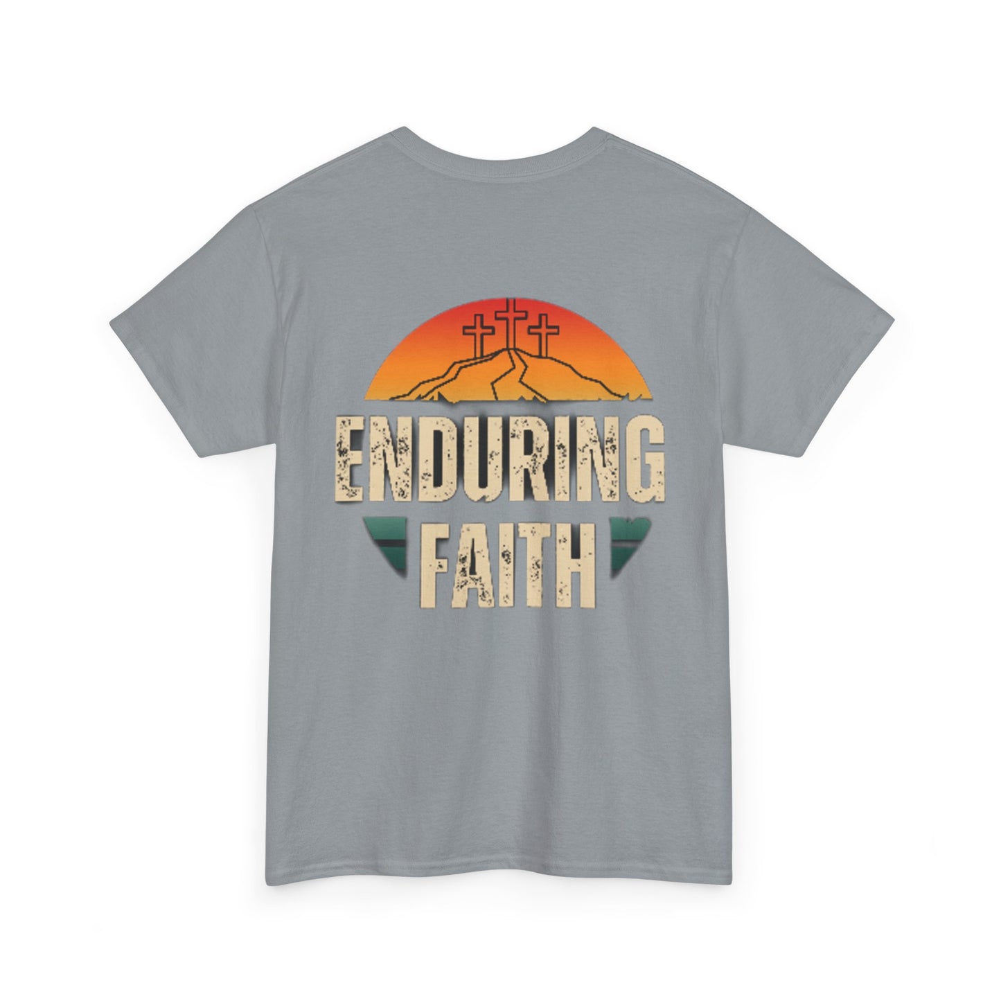 Unisex Heavy Cotton Tee - Built Biblically & Enduring Faith Design - Perfect for Faith-Based Fitness Enthusiasts