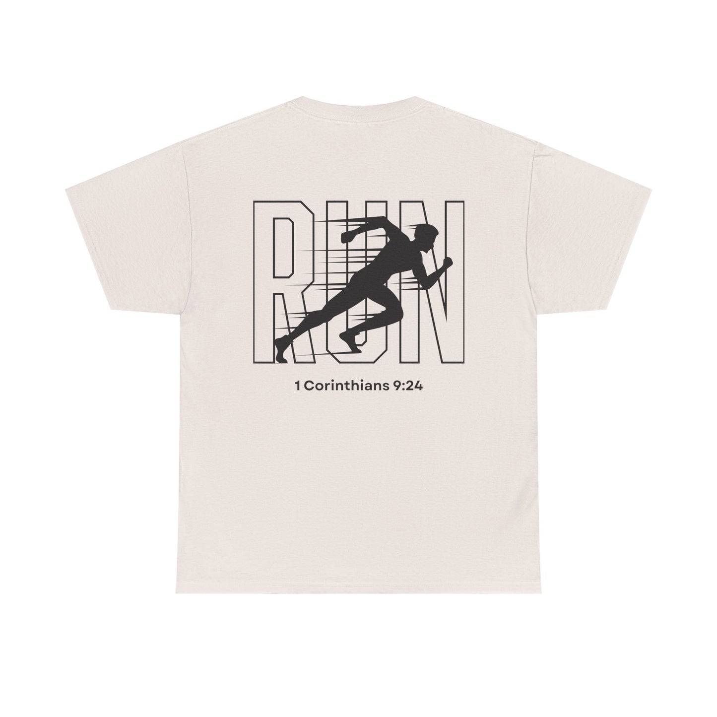 Unisex Heavy Cotton Tee - Built Biblically & RUN Design - Perfect for Faith-Based Fitness Enthusiasts