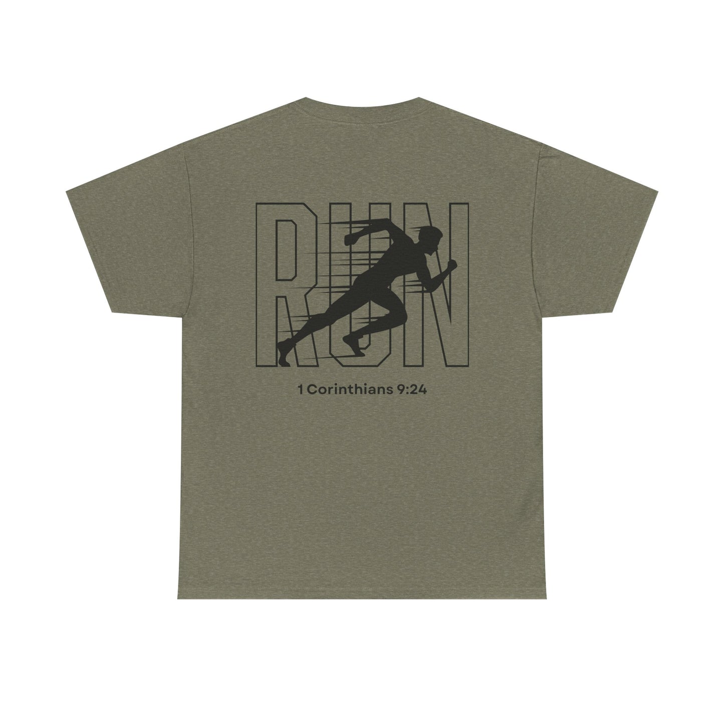 Unisex Heavy Cotton Tee - Built Biblically & RUN Design - Perfect for Faith-Based Fitness Enthusiasts