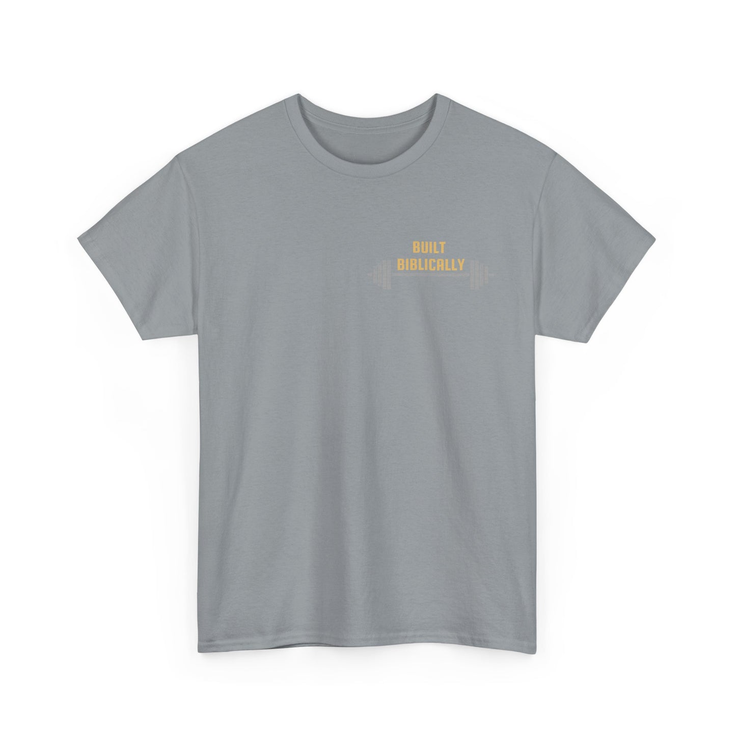 Unisex Heavy Cotton Tee - Built Biblically & Enduring Faith Design - Perfect for Faith-Based Fitness Enthusiasts