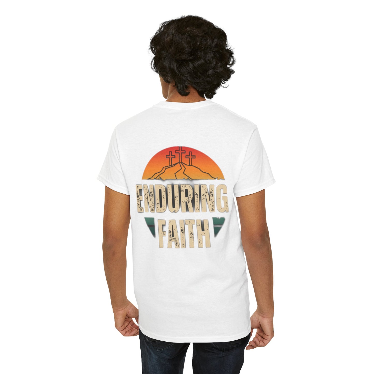 Unisex Heavy Cotton Tee - Built Biblically & Enduring Faith Design - Perfect for Faith-Based Fitness Enthusiasts