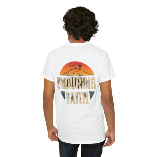 Unisex Heavy Cotton Tee - Built Biblically & Enduring Faith Design - Perfect for Faith-Based Fitness Enthusiasts