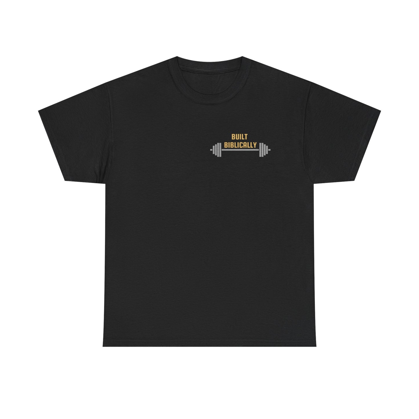 Unisex Heavy Cotton Tee - Built Biblically & Enduring Faith Design - Perfect for Faith-Based Fitness Enthusiasts