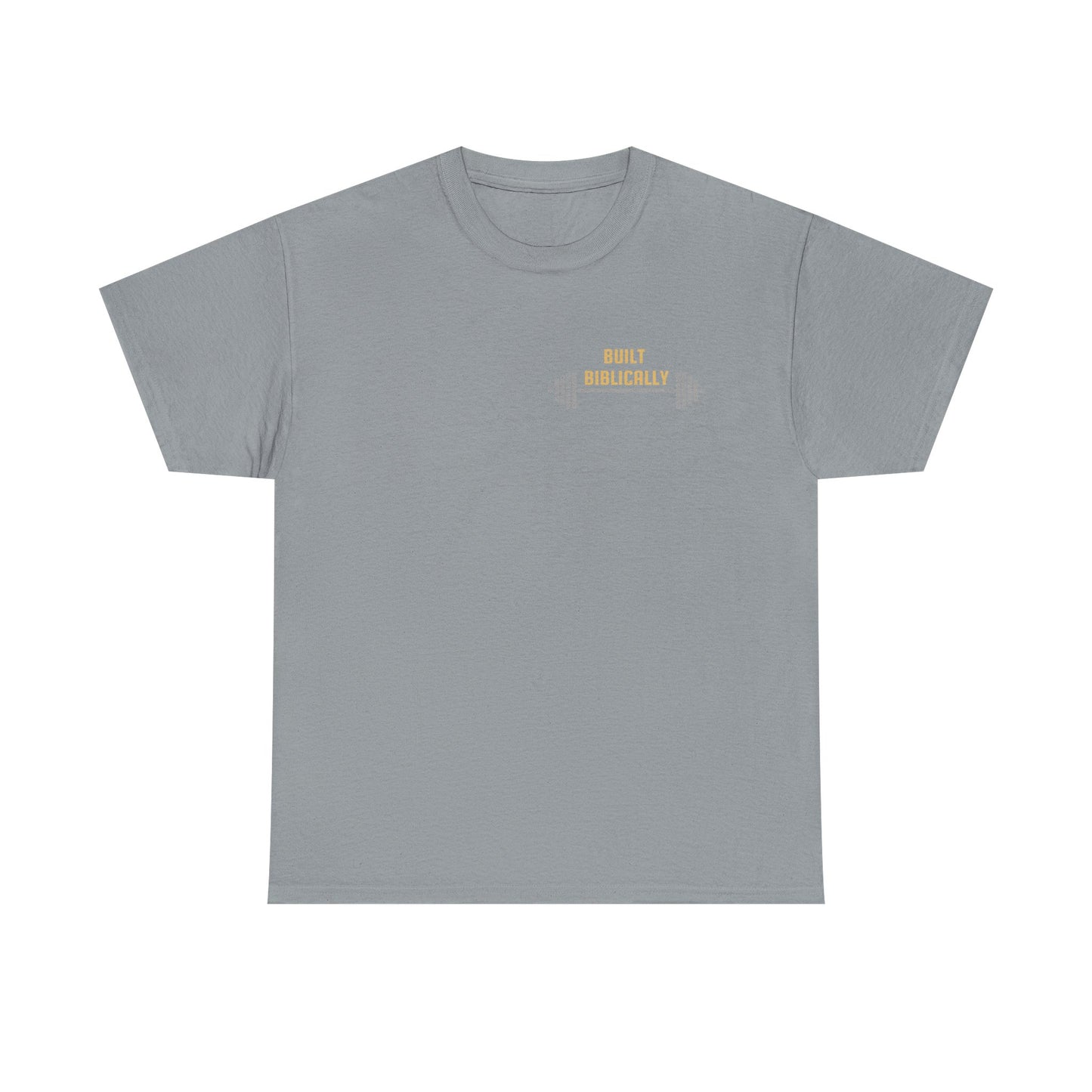 Unisex Heavy Cotton Tee - Built Biblically & Enduring Faith Design - Perfect for Faith-Based Fitness Enthusiasts